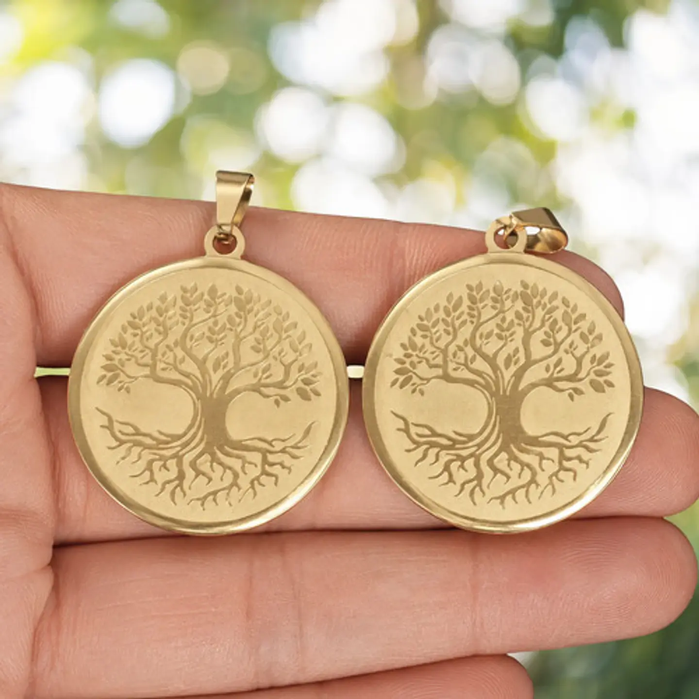 Set De 2 Dijes Para Hombre Y Mujer Medallas Árbol De La Vida 4