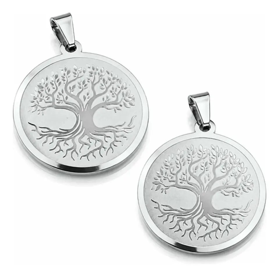 Set De 2 Dijes Para Hombre Y Mujer Medallas Árbol De La Vida 11