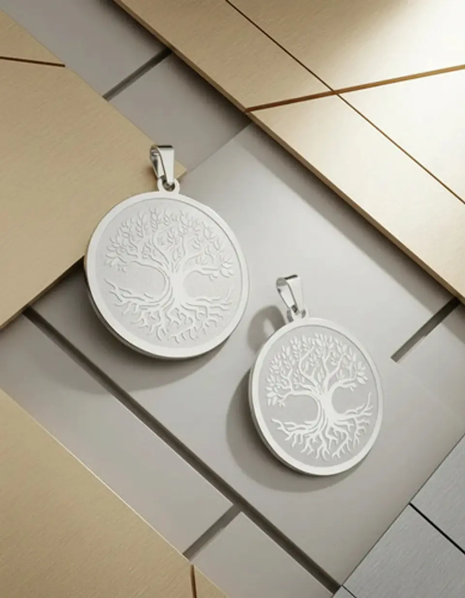 Set De 2 Dijes Para Hombre Y Mujer Medallas Árbol De La Vida 13