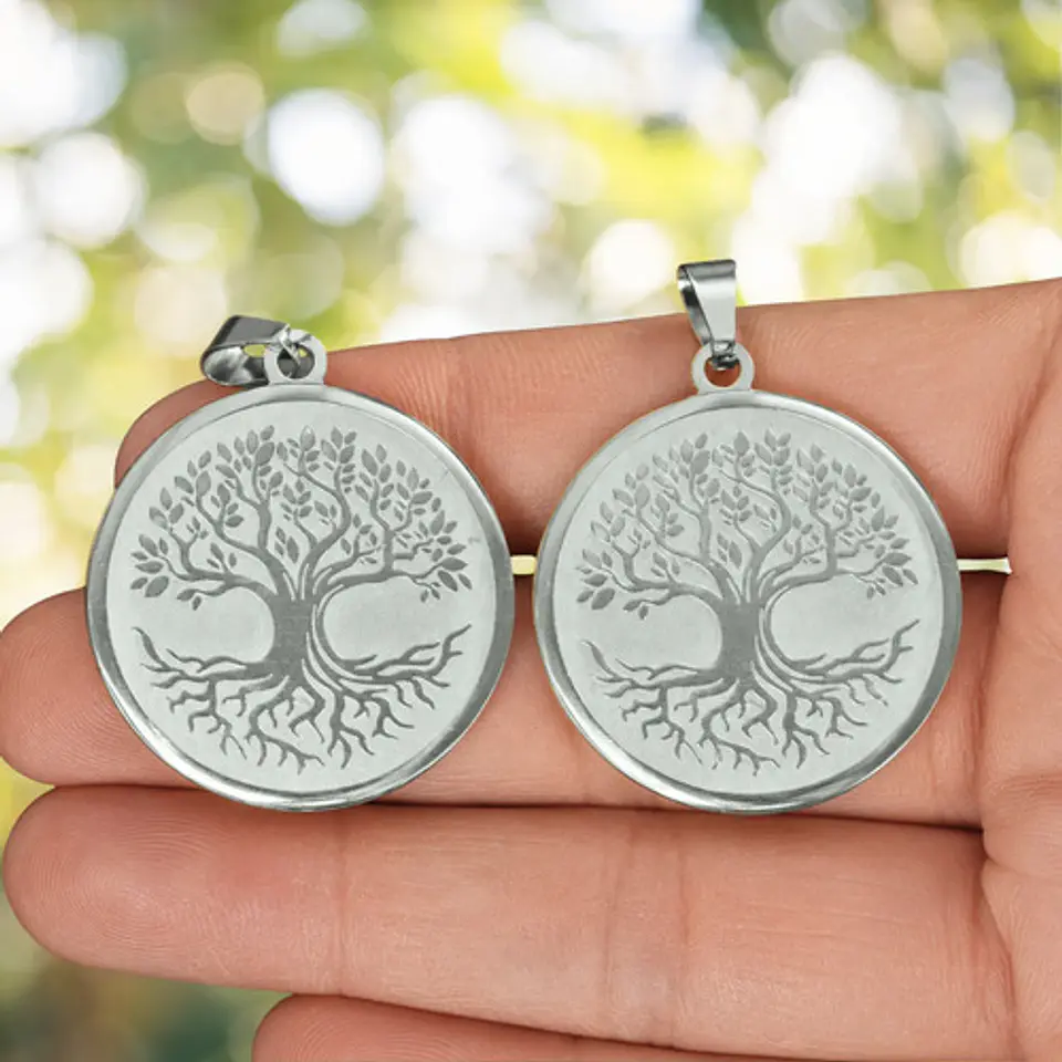Set De 2 Dijes Para Hombre Y Mujer Medallas Árbol De La Vida 14