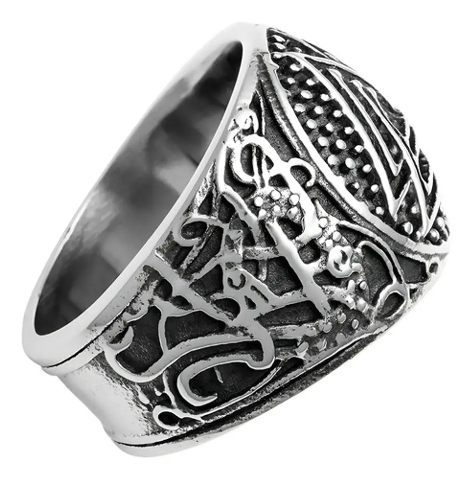 Anillo Para Hombres Vikingo Valknut De Acero Color Plata 3