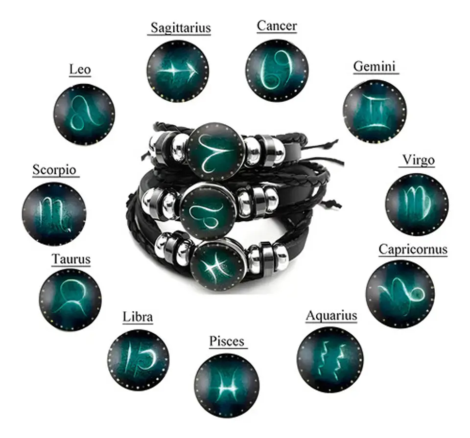 Pulsera Para Hombre Y Mujer Luminoso Signos Zodiaco Zodiacal 24