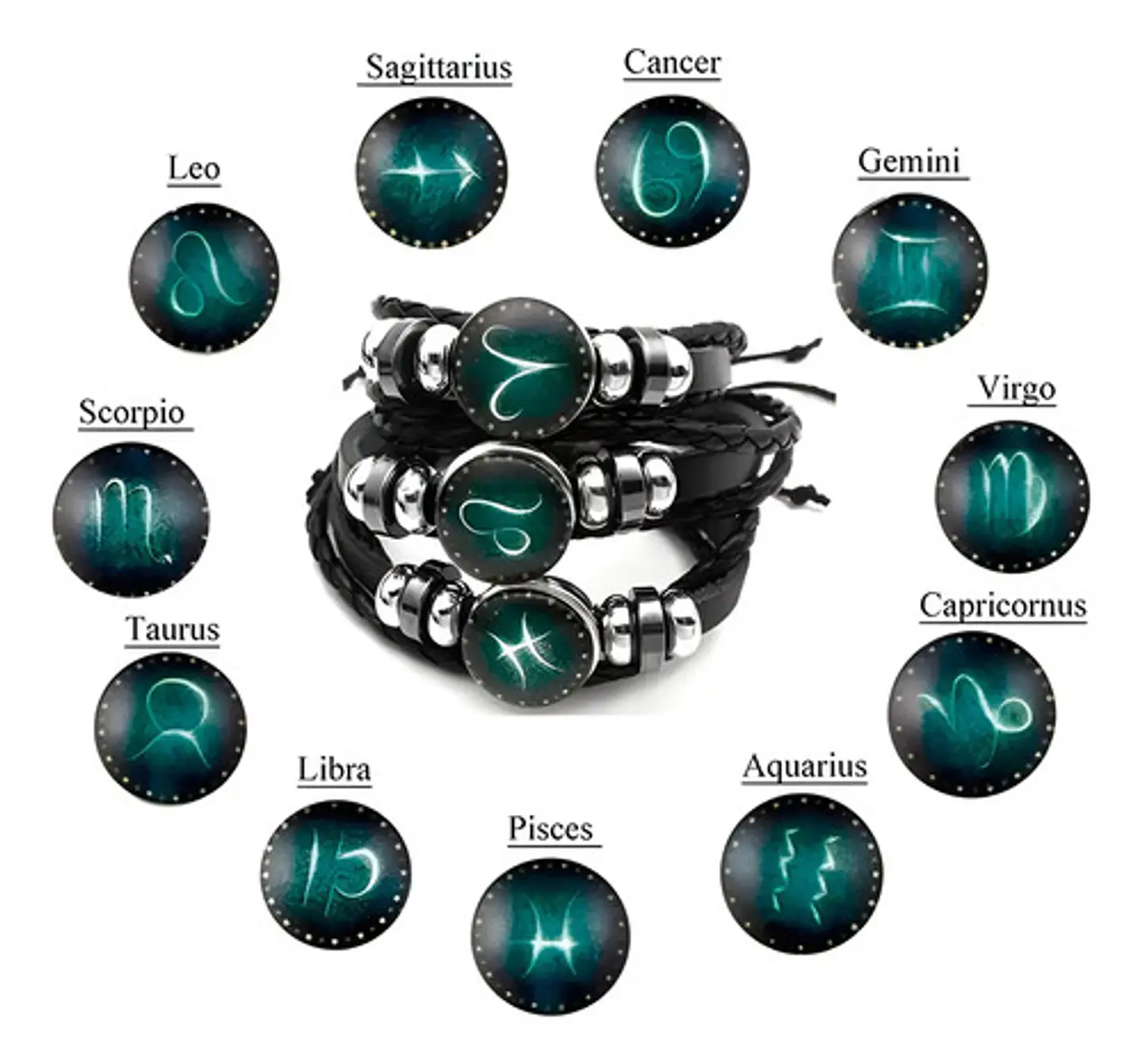 Pulsera Para Hombre Y Mujer Luminoso Signos Zodiaco Zodiacal 55