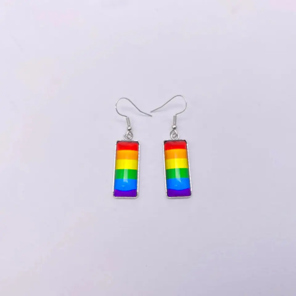 Aretes Pendientes Para Mujeres Cristal Bandera Lgtb Arcoiris 5