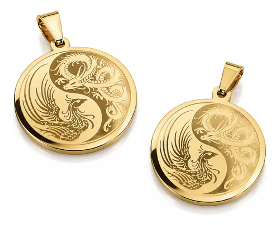 Set De 2 Dijes Para Hombre Y Mujer Dragón Y Fénix Yin Yang 1