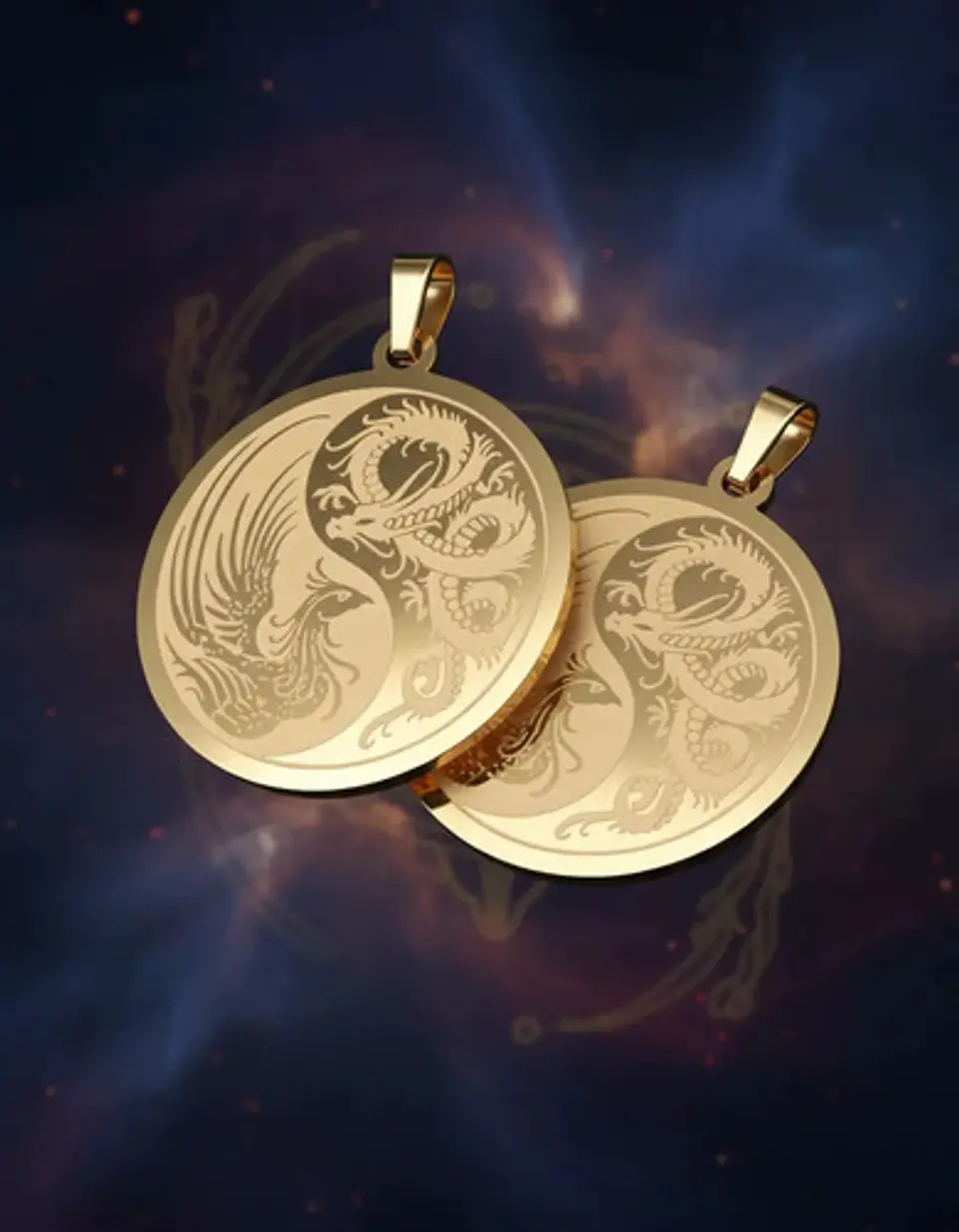 Set De 2 Dijes Para Hombre Y Mujer Dragón Y Fénix Yin Yang 5