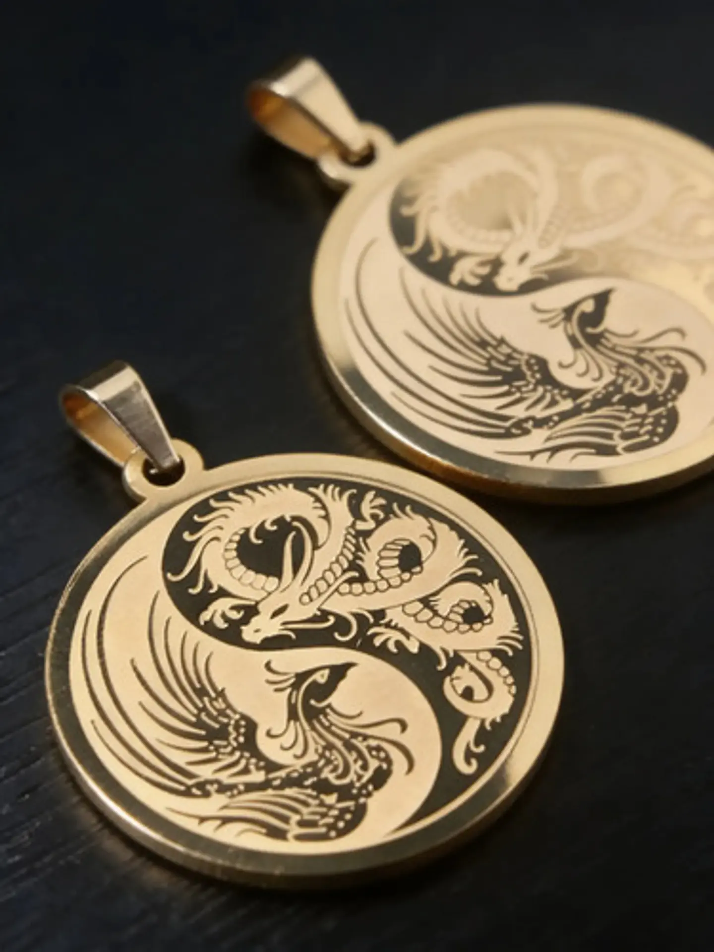 Set De 2 Dijes Para Hombre Y Mujer Dragón Y Fénix Yin Yang 7