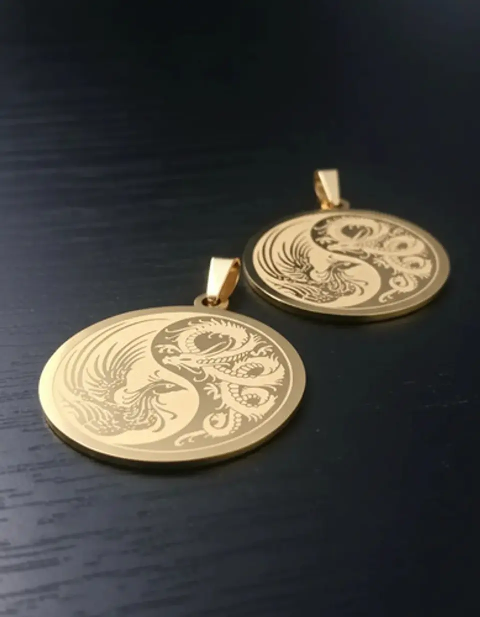 Set De 2 Dijes Para Hombre Y Mujer Dragón Y Fénix Yin Yang 8