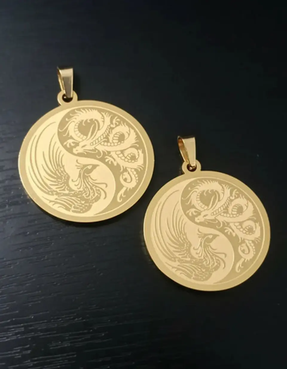 Set De 2 Dijes Para Hombre Y Mujer Dragón Y Fénix Yin Yang 9