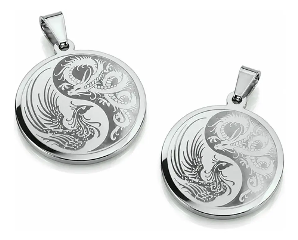 Set De 2 Dijes Para Hombre Y Mujer Dragón Y Fénix Yin Yang 11