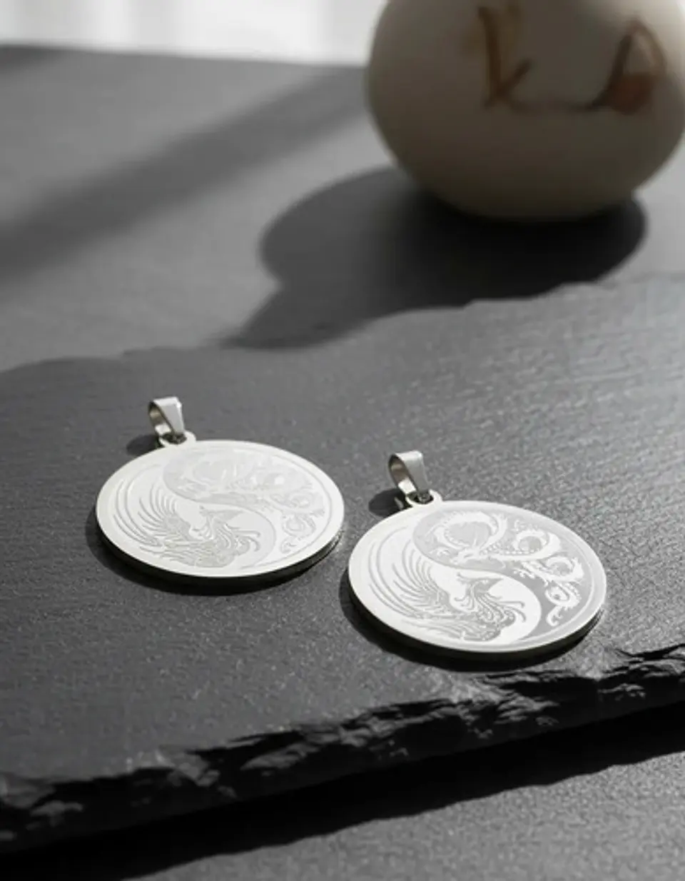 Set De 2 Dijes Para Hombre Y Mujer Dragón Y Fénix Yin Yang 15