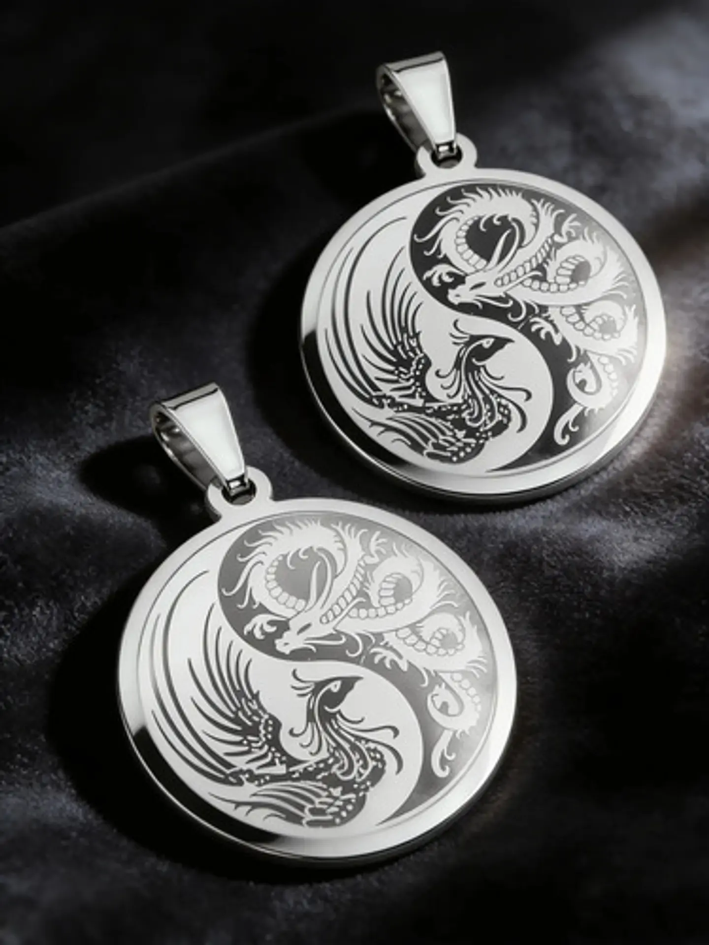 Set De 2 Dijes Para Hombre Y Mujer Dragón Y Fénix Yin Yang 16