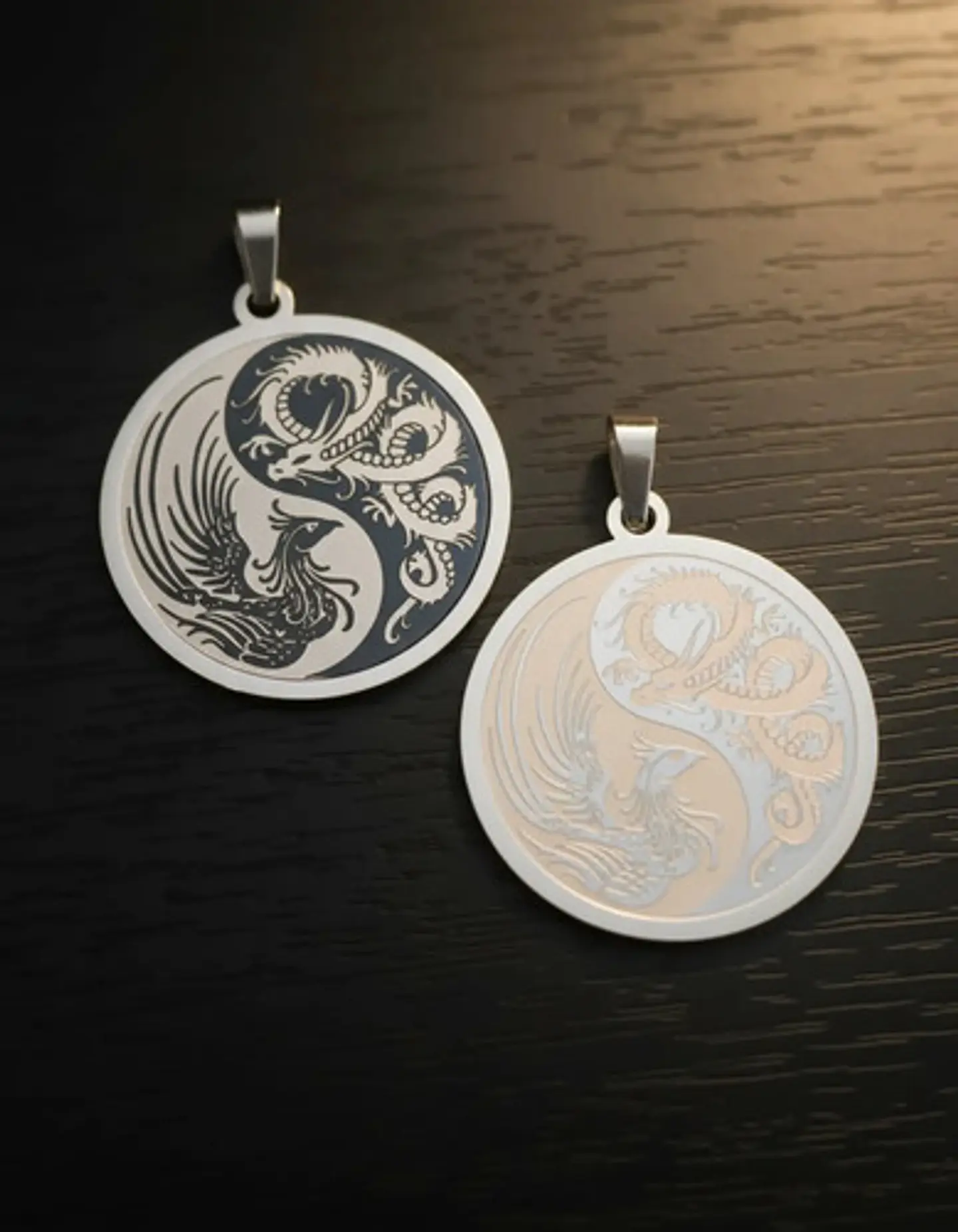 Set De 2 Dijes Para Hombre Y Mujer Dragón Y Fénix Yin Yang 18