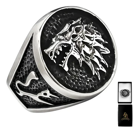 Anillo Para Hombres Lobo Stark Got De Acero Color Plata