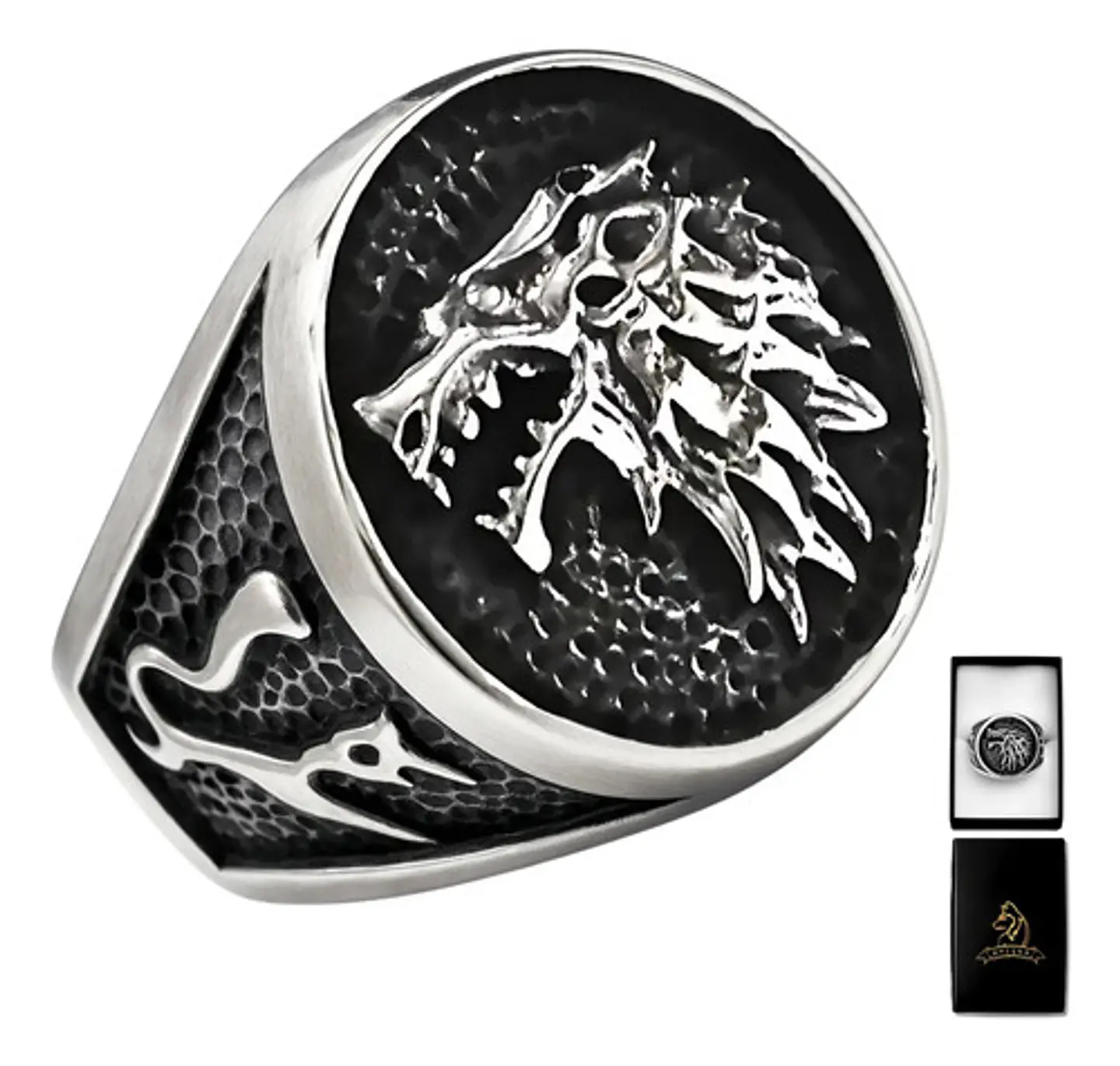 Anillo Para Hombres Lobo Stark Got De Acero Color Plata 1