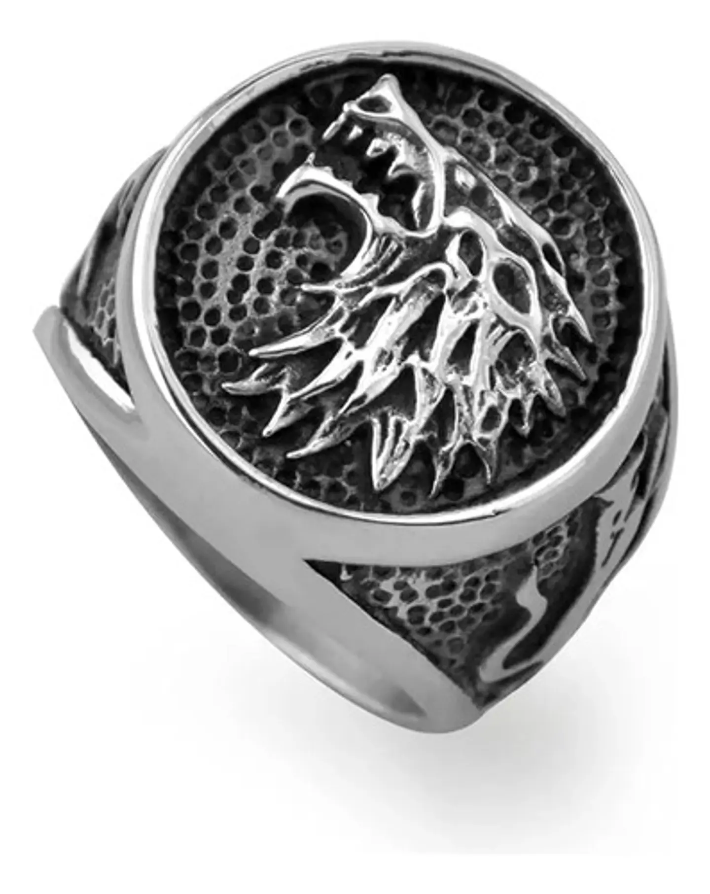 Anillo Para Hombres Lobo Stark Got De Acero Color Plata 2