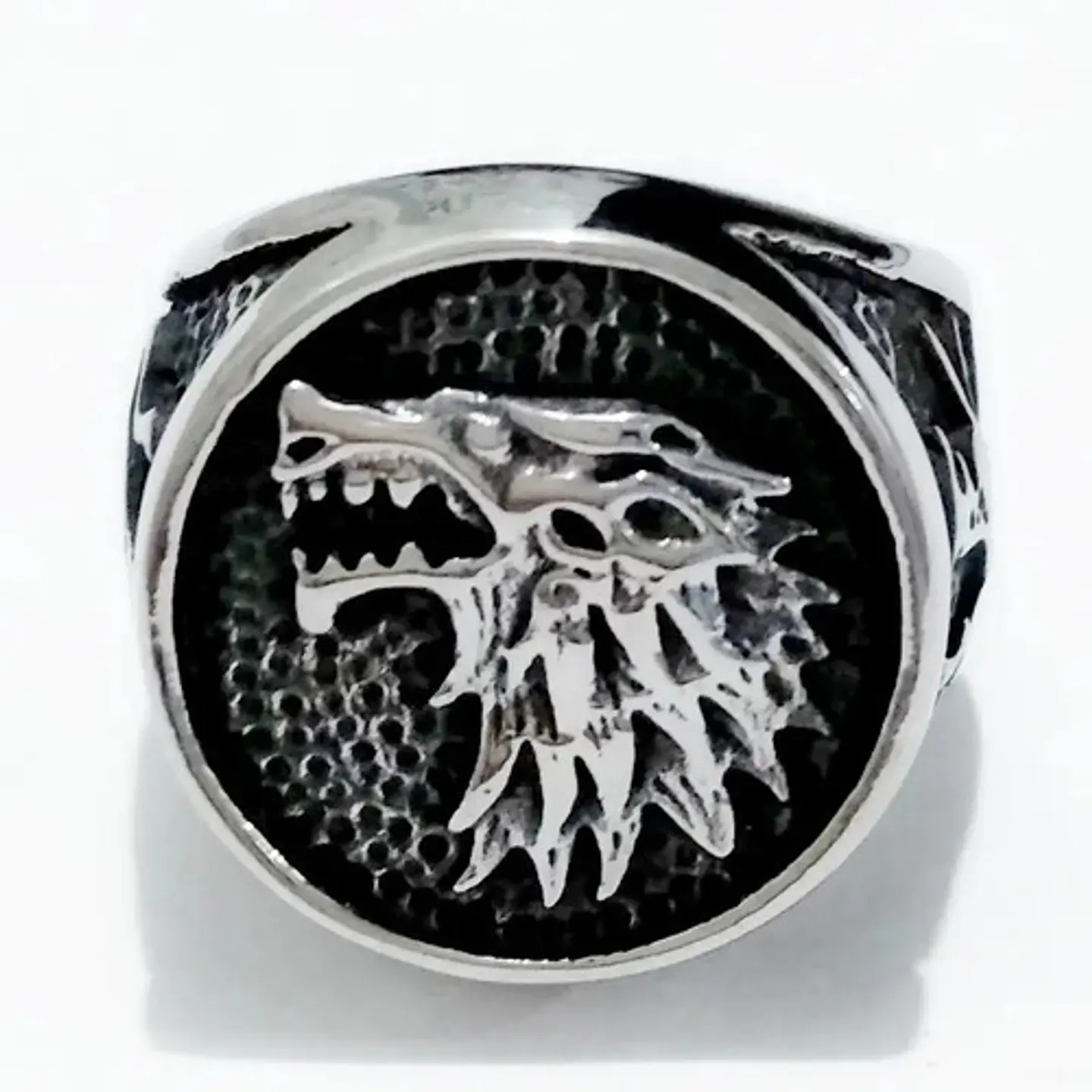 Anillo Para Hombres Lobo Stark Got De Acero Color Plata 5