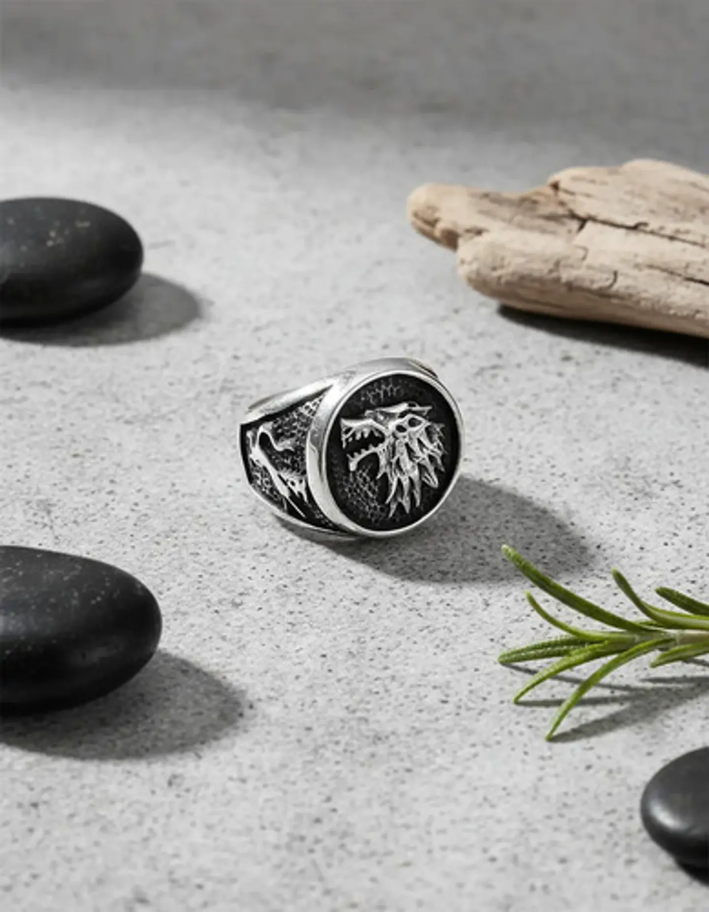 Anillo Para Hombres Lobo Stark Got De Acero Color Plata 7