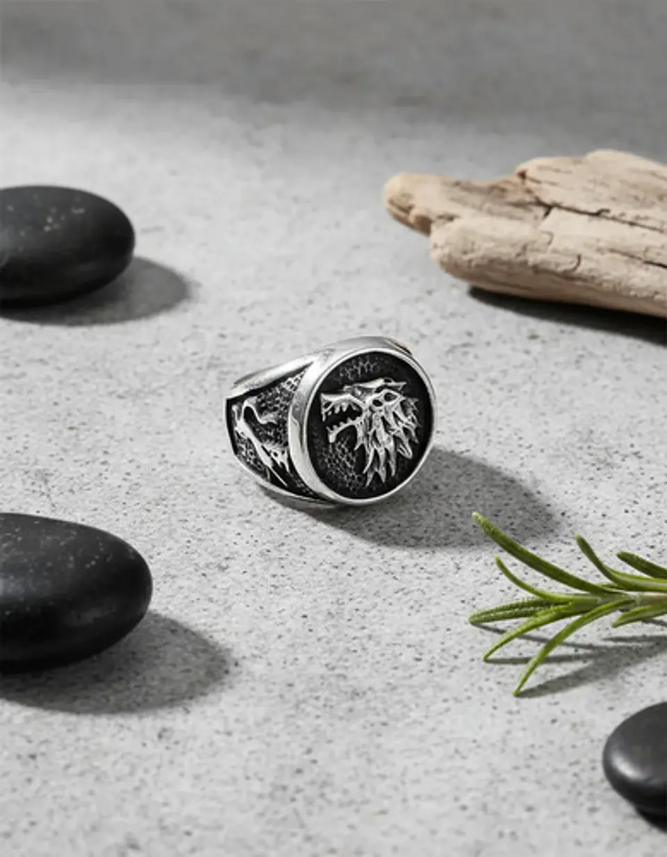 Anillo Para Hombres Lobo Stark Got De Acero Color Plata 7