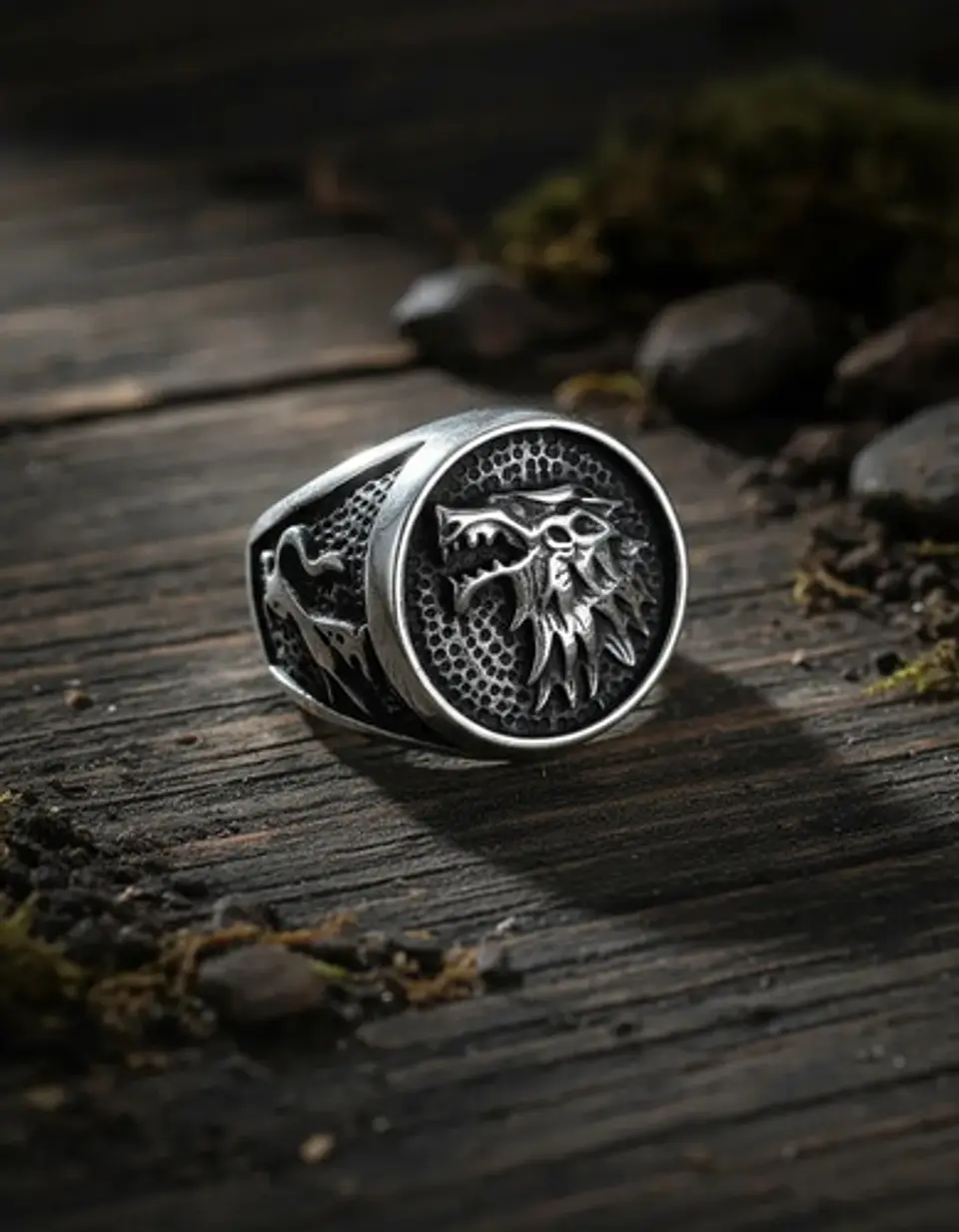 Anillo Para Hombres Lobo Stark Got De Acero Color Plata 8