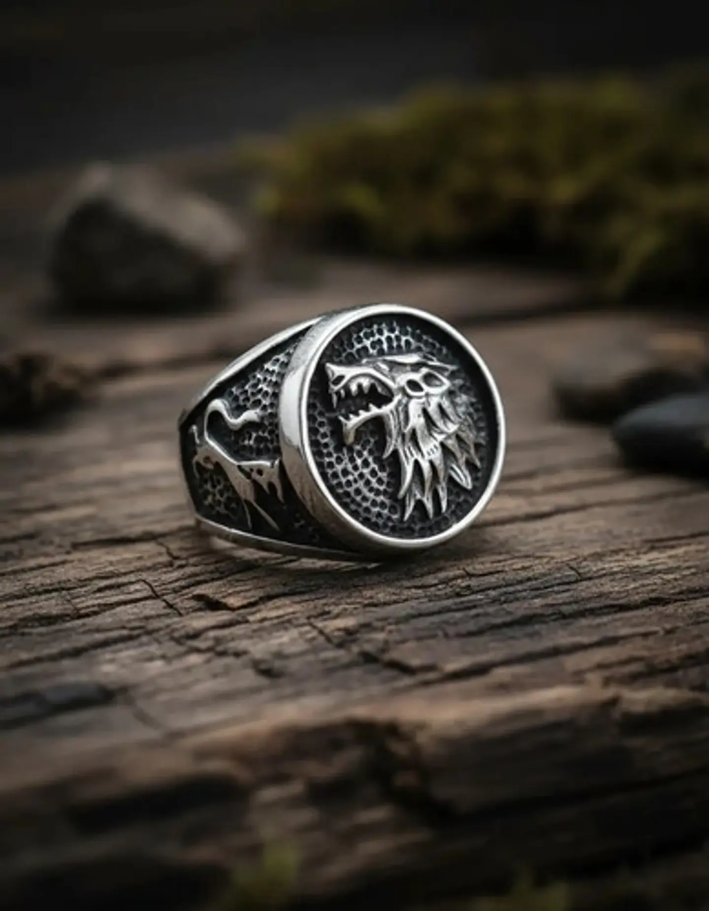 Anillo Para Hombres Lobo Stark Got De Acero Color Plata 10