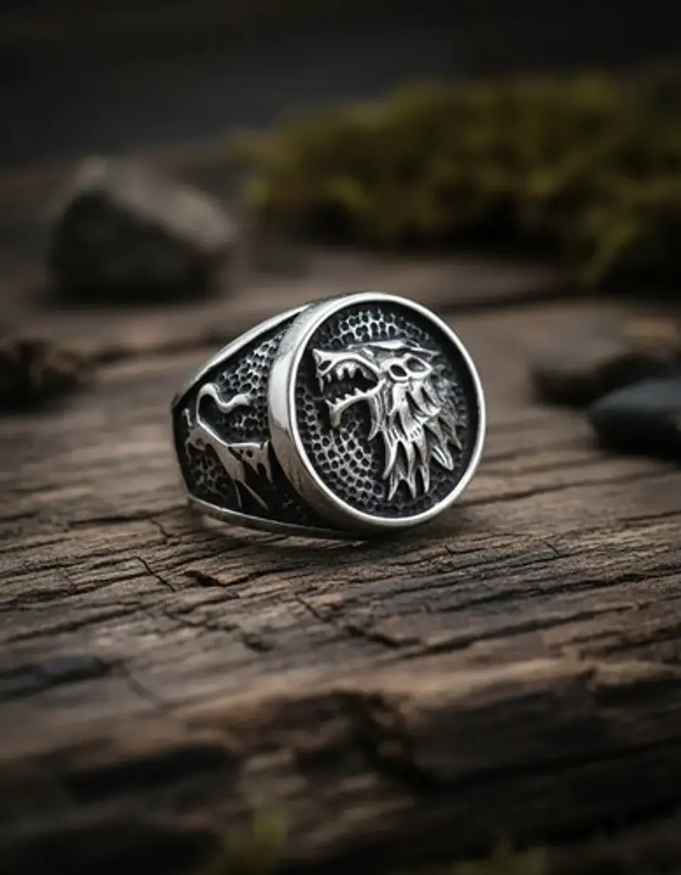 Anillo Para Hombres Lobo Stark Got De Acero Color Plata 10