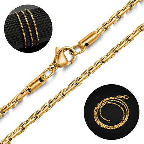 Cadena Hombre Y Mujer Eslabón Bambú 1 Mm De 60 Cm Color Oro