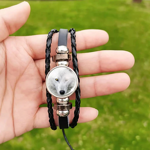 Pulsera Para Hombre Y Mujer Dije Lobo Brilla En La Oscuridad