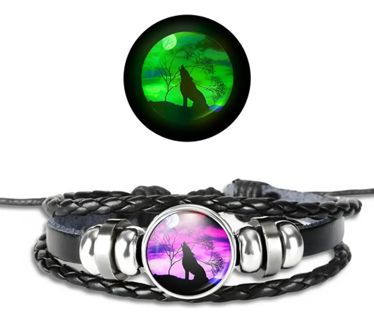 Pulsera Para Hombre Y Mujer Dije Lobo Brilla En La Oscuridad 18