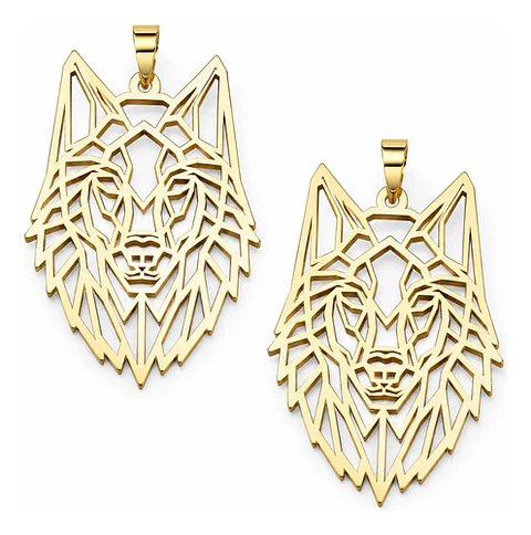 Set 2 Dijes Cabeza Lobo Nórdico Vikingo Para Hombre Y Mujer