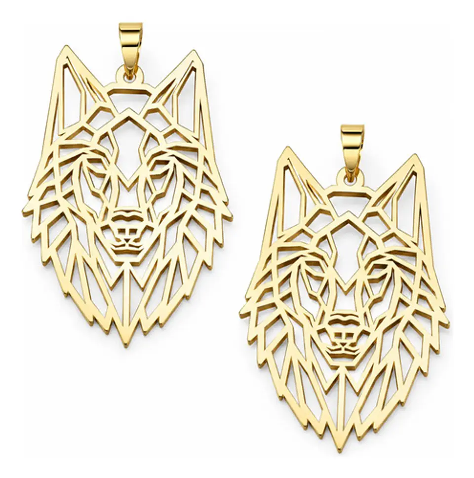 Set 2 Dijes Cabeza Lobo Nórdico Vikingo Para Hombre Y Mujer 1