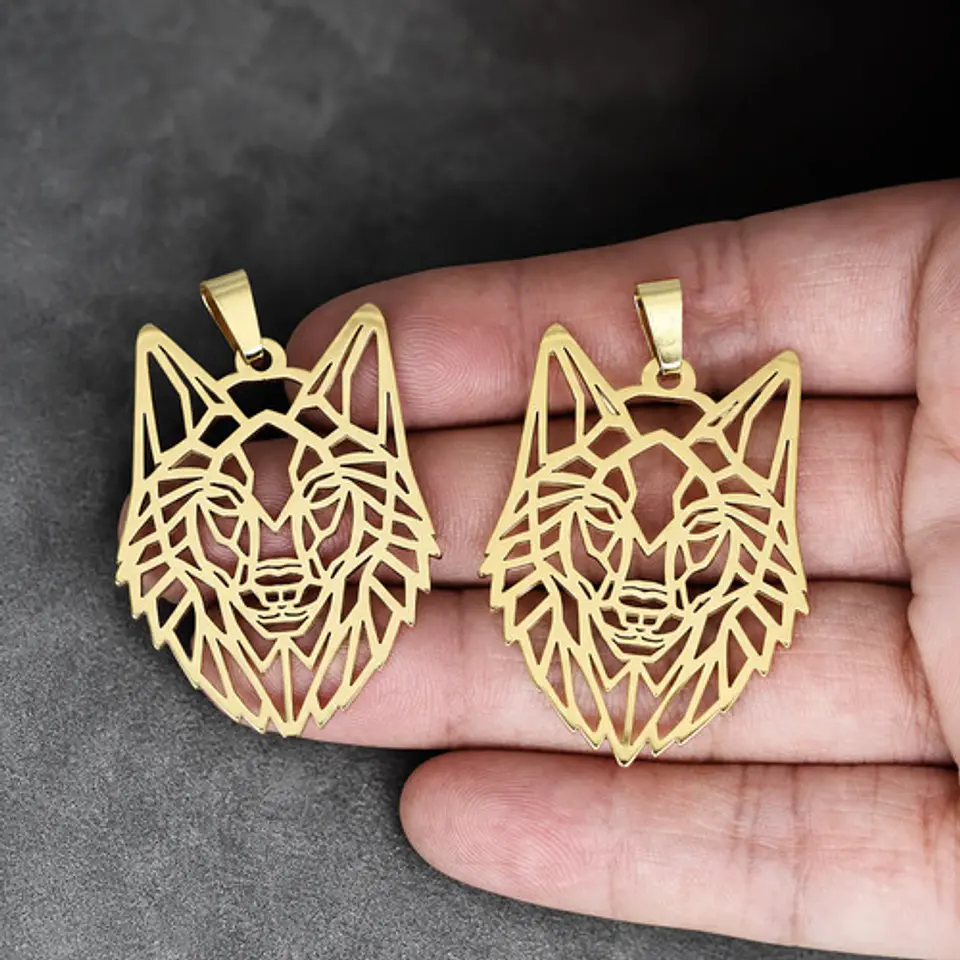 Set 2 Dijes Cabeza Lobo Nórdico Vikingo Para Hombre Y Mujer 3
