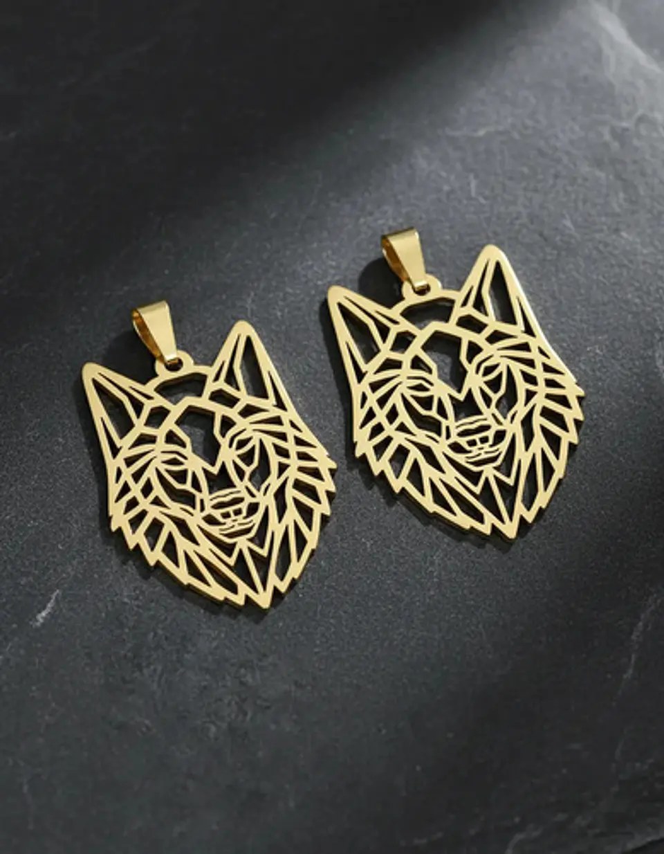 Set 2 Dijes Cabeza Lobo Nórdico Vikingo Para Hombre Y Mujer 5