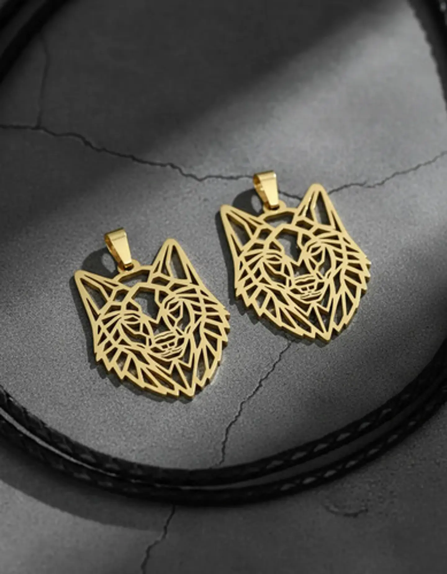 Set 2 Dijes Cabeza Lobo Nórdico Vikingo Para Hombre Y Mujer 6