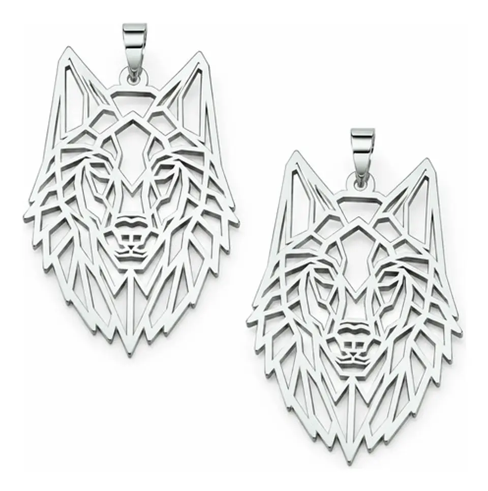 Set 2 Dijes Cabeza Lobo Nórdico Vikingo Para Hombre Y Mujer 10