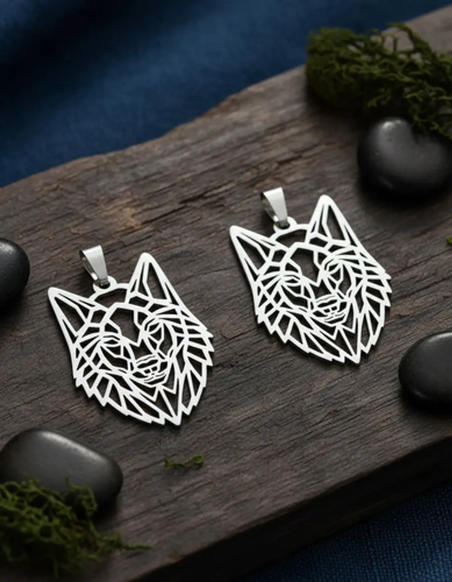 Set 2 Dijes Cabeza Lobo Nórdico Vikingo Para Hombre Y Mujer 15