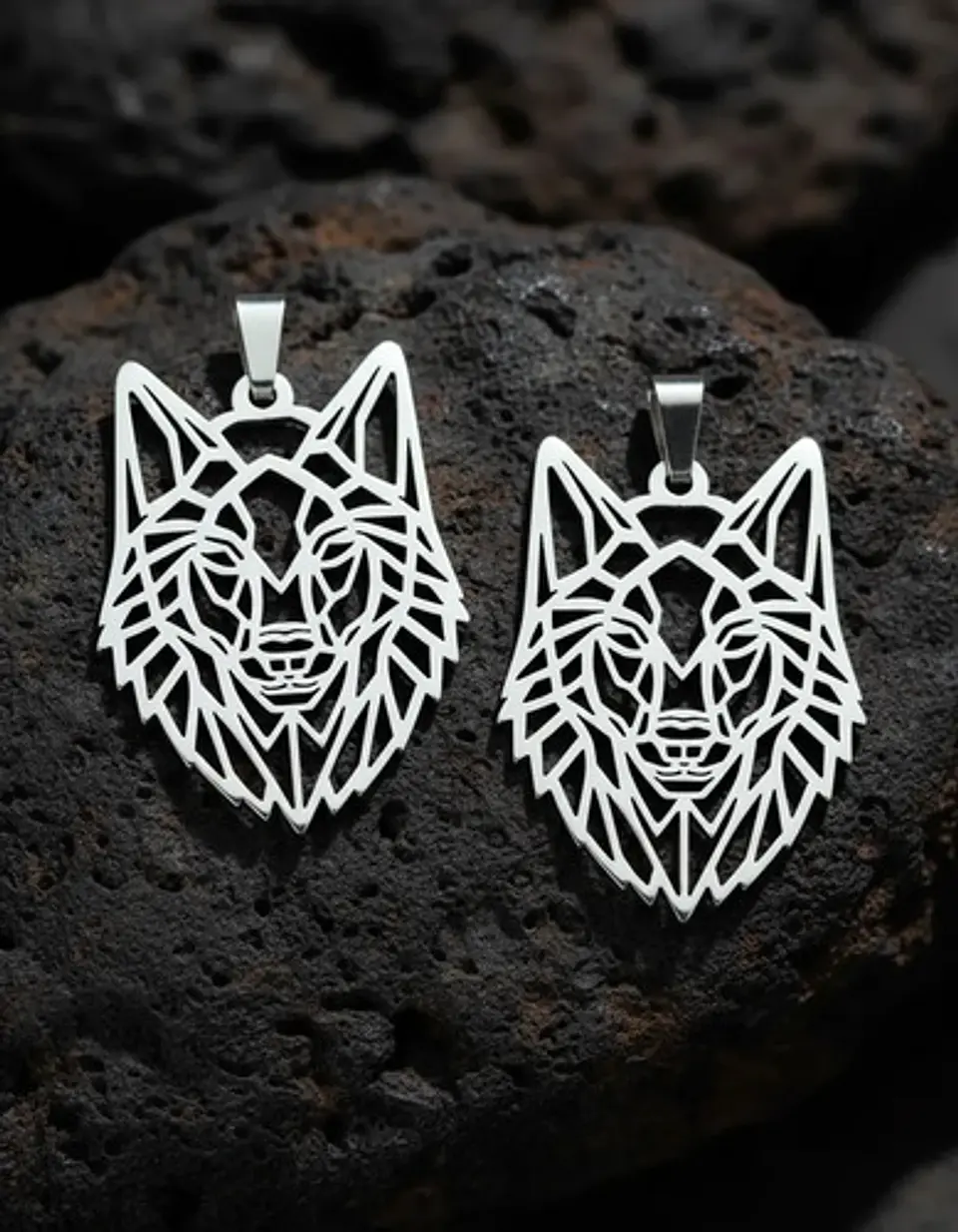 Set 2 Dijes Cabeza Lobo Nórdico Vikingo Para Hombre Y Mujer 17