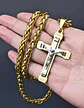 Collar Para Hombres Dije Crucifijo Cristo De Acero Color Oro - Miniatura 5