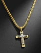 Collar Para Hombres Dije Crucifijo Cristo De Acero Color Oro - Miniatura 6