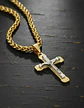 Collar Para Hombres Dije Crucifijo Cristo De Acero Color Oro - Miniatura 7