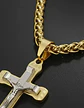 Collar Para Hombres Dije Crucifijo Cristo De Acero Color Oro - Miniatura 8