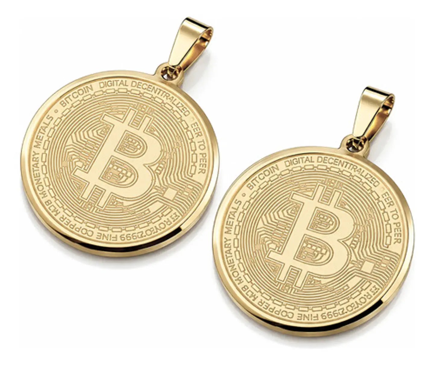 Set 2 Dijes Para Hombre Mujer Medallas Bitcoin Criptomoneda 1