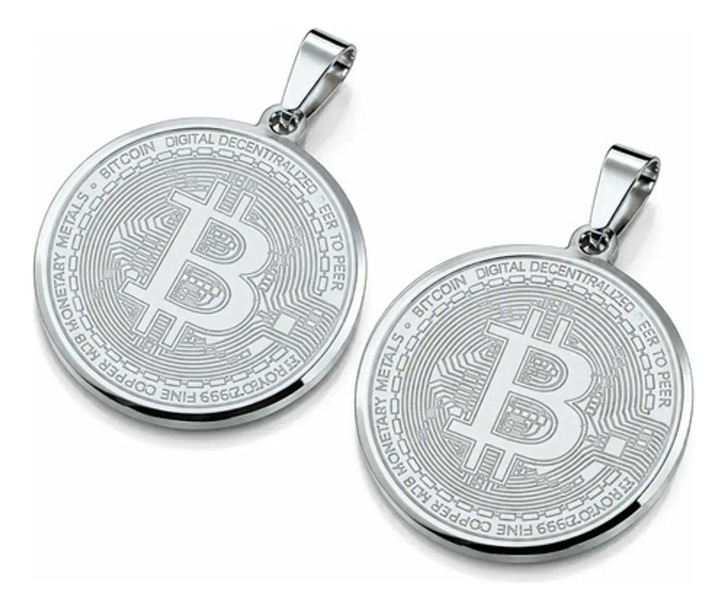 Set 2 Dijes Para Hombre Mujer Medallas Bitcoin Criptomoneda 11