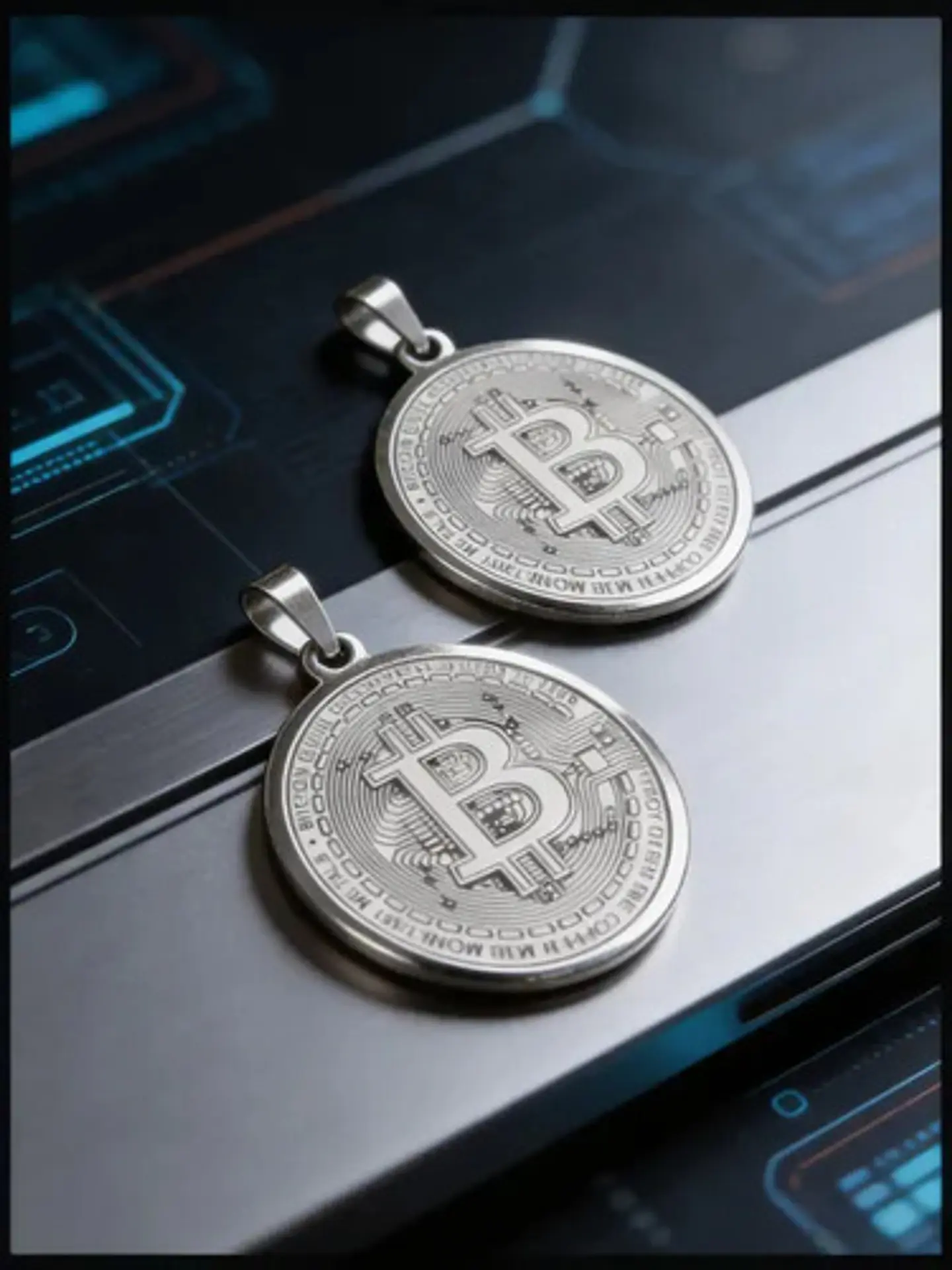 Set 2 Dijes Para Hombre Mujer Medallas Bitcoin Criptomoneda 14