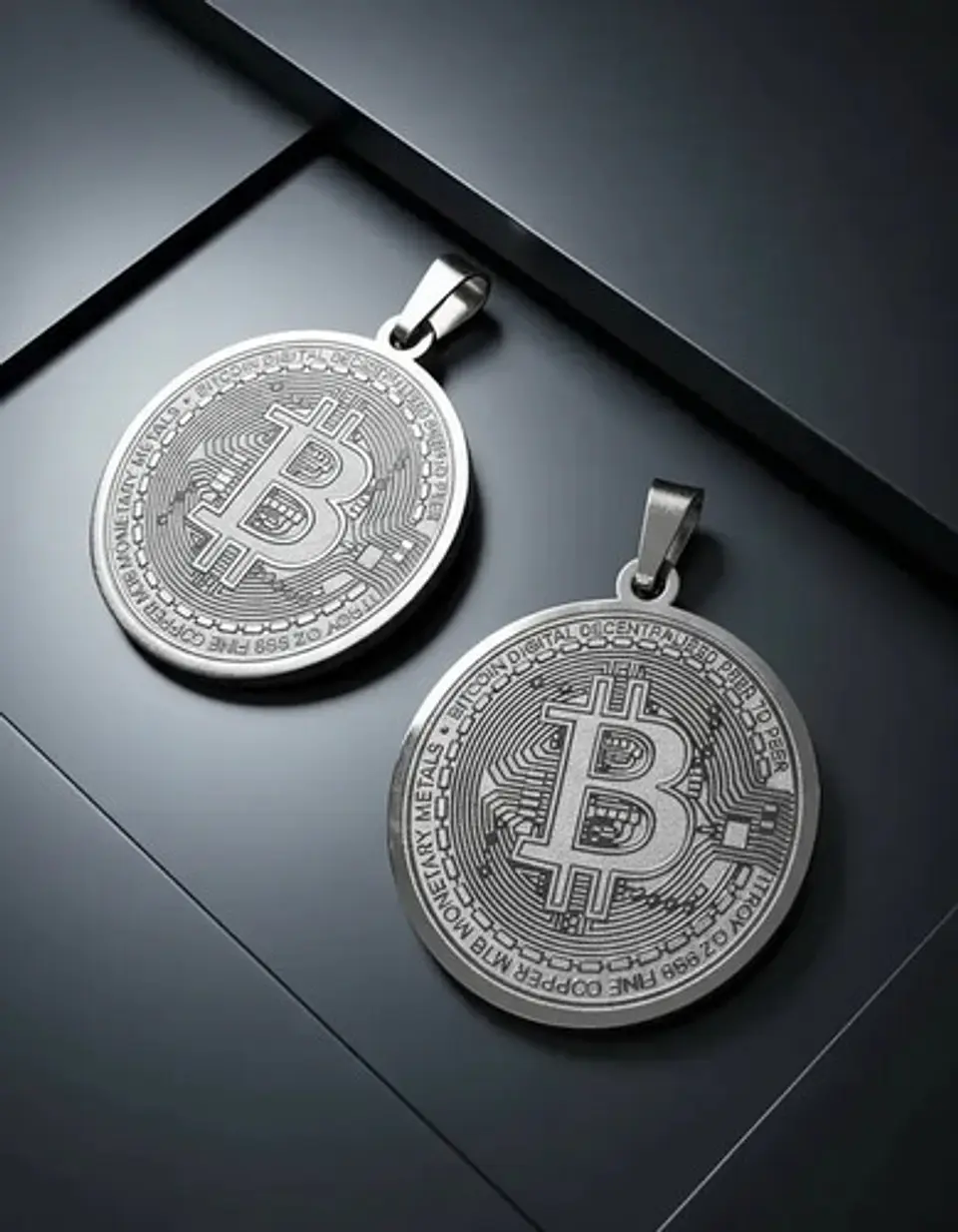 Set 2 Dijes Para Hombre Mujer Medallas Bitcoin Criptomoneda 17