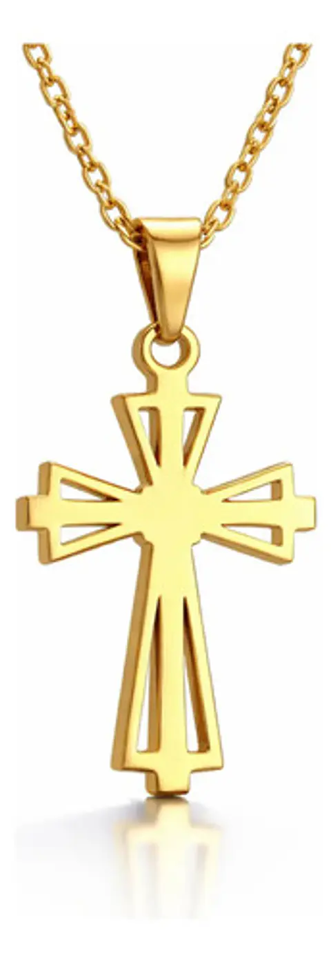 Collar Para Hombre Mujer Con Dije Cruz Minimalista Color Oro