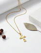 Collar Para Hombre Mujer Con Dije Cruz Minimalista Color Oro - Miniatura 2