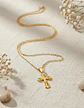 Collar Para Hombre Mujer Con Dije Cruz Minimalista Color Oro - Miniatura 4