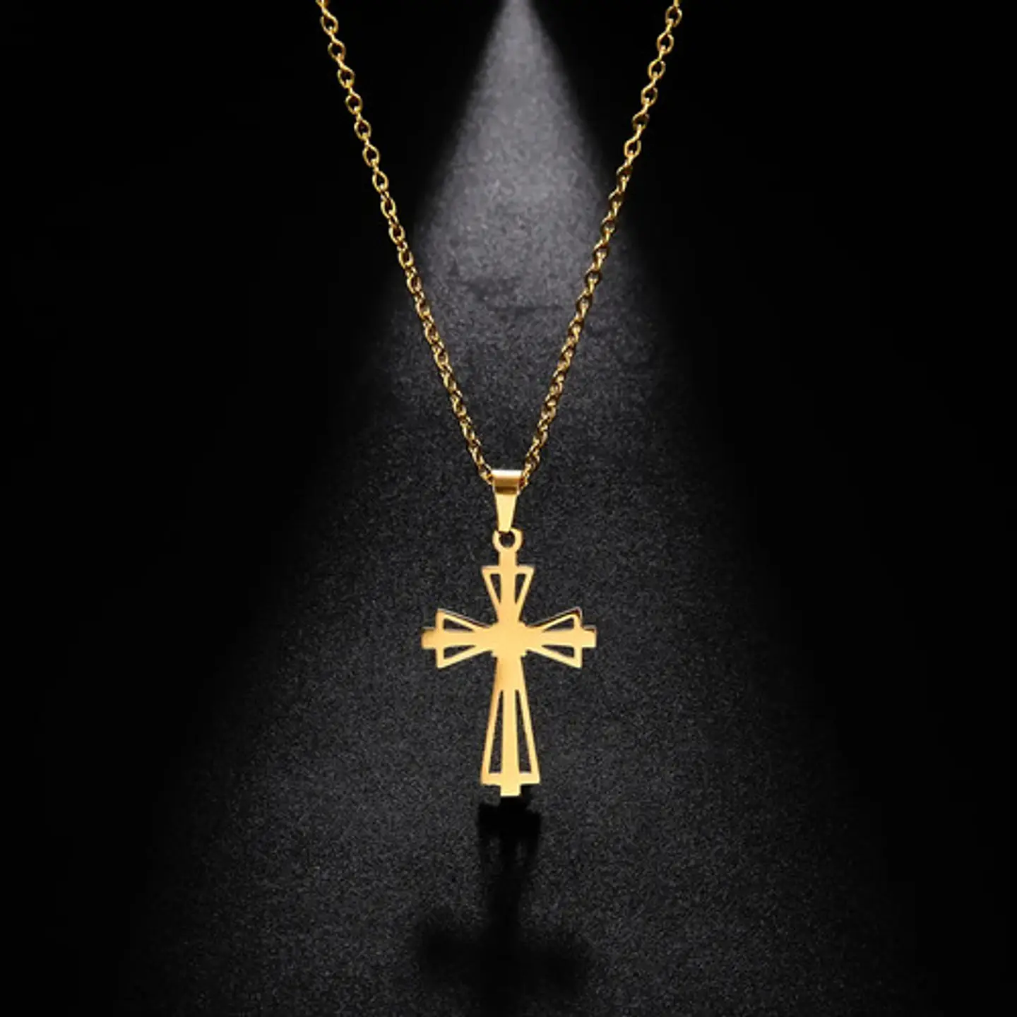 Collar Para Hombre Mujer Con Dije Cruz Minimalista Color Oro 8