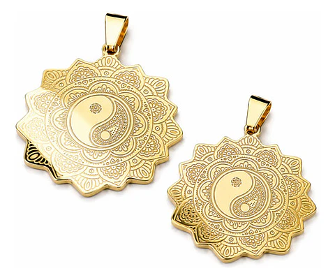 Set De 2 Dijes Para Hombre Y Mujer Flor De La Vida Yin Yang